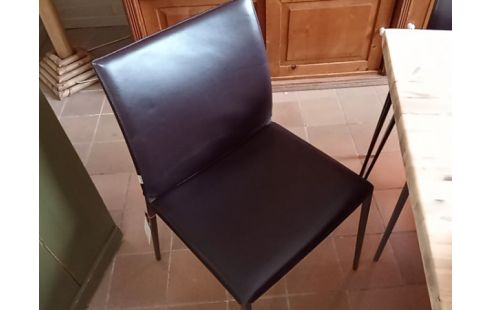 CHAISE CUIR PIED ALU ZANOTTA LOT 8