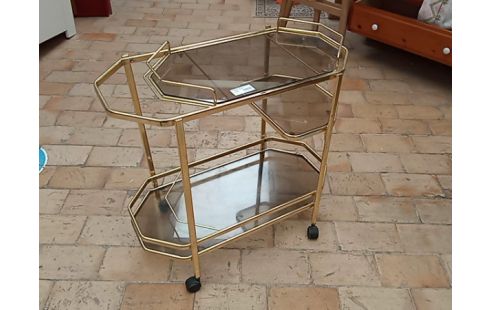 DESSERTE A ROULETTES DOREE VINTAGE