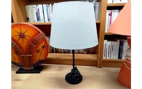 LAMPE PIED NOIR ABAT JOUR BEIGE