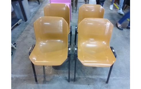 4 CHAISES VINTAGE MARRON