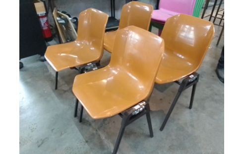 4 CHAISES VINTAGE MARRON