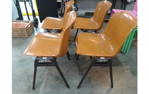 4 CHAISES VINTAGE MARRON