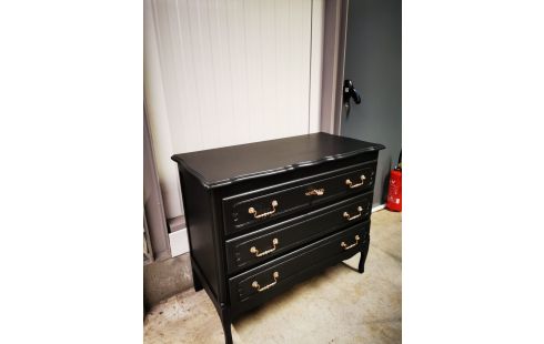 COMMODE NOIR 3 TIROIRS + CLEF