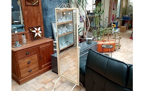 MIROIR SUR PIED METAL BLANC