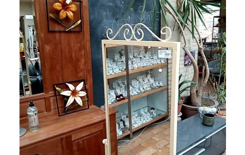 MIROIR SUR PIED METAL BLANC