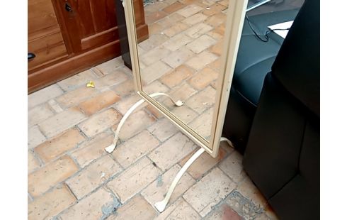MIROIR SUR PIED METAL BLANC