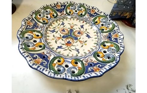ASSIETTE DECO TROUÉE BLEUE ET VERTE