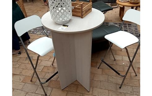 TABLE haute ronde stratifie blanc