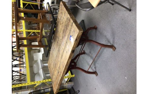 TABLE INDUSTRIELLE PIED FER FORGE CHENE MASSIF