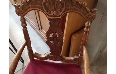 FAUTEUIL CHENE FOND PAILLE STYLE LOUIS XV