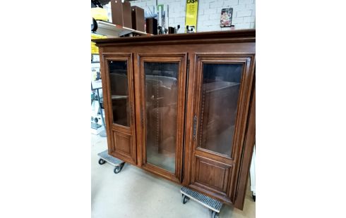 BIBLIOTHEQUE VITREE CHÊNE MASSIF CLÉ