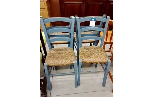 LOT DE 4 CHAISE BLEU PAILLE S