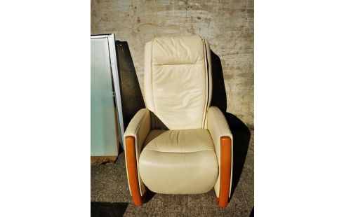FAUTEUIL RELAX MASSANT CUIR CRÈME