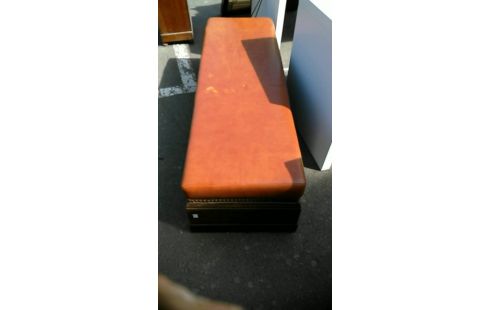 POUF RECTANGULAIRE BOIS ET CUIR