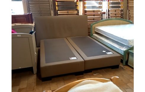 Lit boxspring pu beige 180/200 +tete de lit LIT