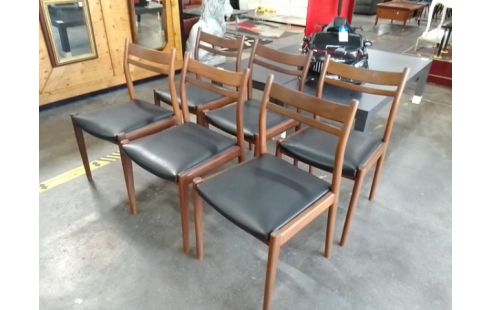6 CHAISES VINTAGE TECK GEFFEF