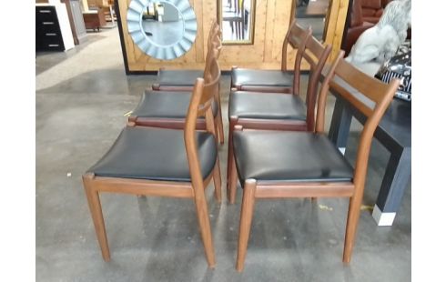 6 CHAISES VINTAGE TECK GEFFEF