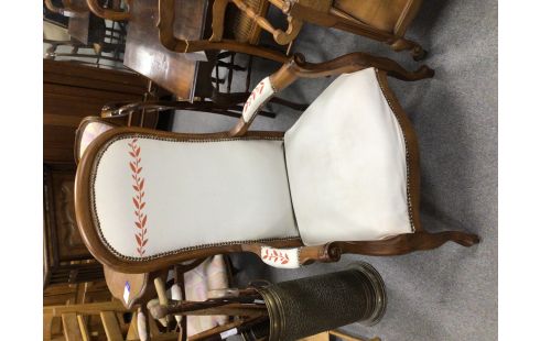 FAUTEUIL TISSU BLANC INSPI LOUIS XV