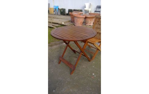 TABLE DE JARDIN TECK ROND
