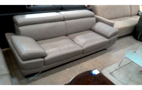 WOHNZIMMER LEDER GRAU