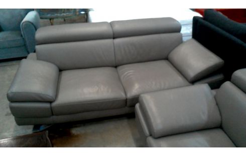 WOHNZIMMER LEDER GRAU