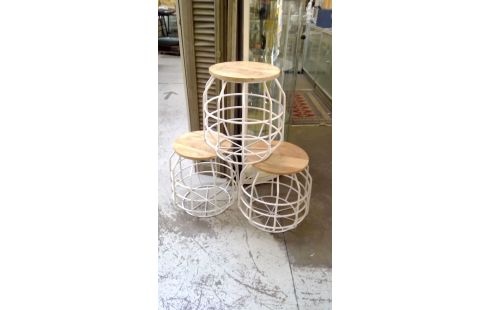 TABURETE METAL, , MADERA