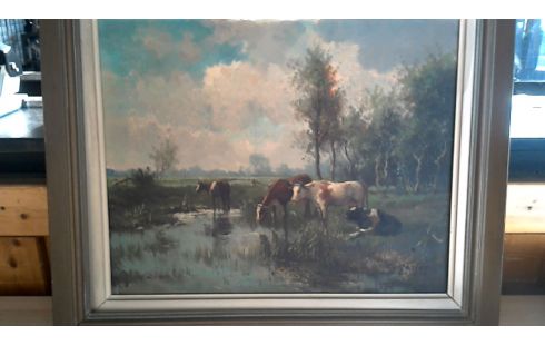 SCHILDERIJ WEILANDSCHAP KOEIEN SIGN RO