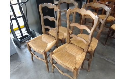 4 CHAISES BOIS PAILLEE