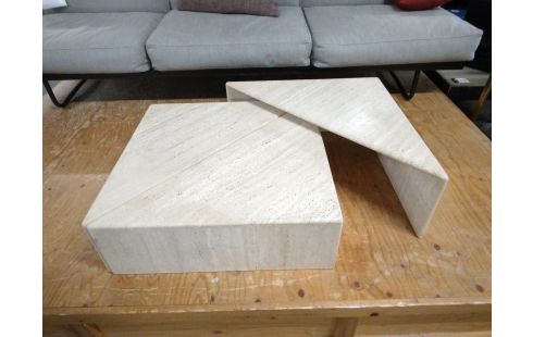 TABLE BASSE PAPILLONE ROCHE ET BOBOIS TRAVERTIN