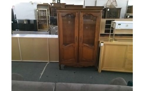 VITRINE 2 PORTES STYLE REGENCE MERISIER