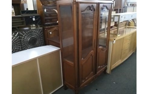 VITRINE 2 PORTES STYLE REGENCE MERISIER