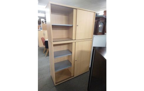ARMOIRE DE BUREAU TEINTE CLAIRE 4 PORTES 120 CM SANS CLÉ