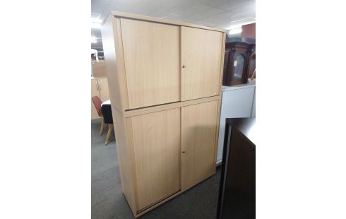 ARMOIRE DE BUREAU TEINTE CLAIRE 4 PORTES 120 CM SANS CLÉ