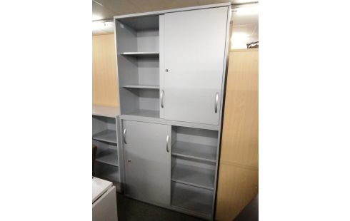 ARMOIRE DE BUREAU GRISE 4 PORTES 120X229CM