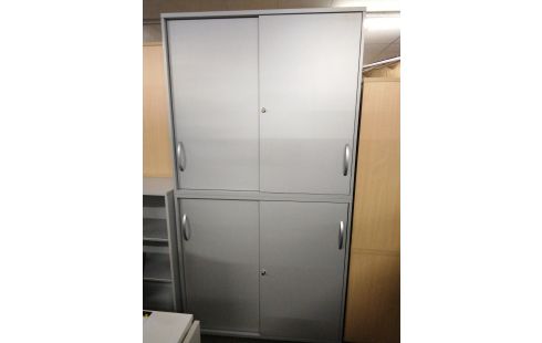 ARMOIRE DE BUREAU GRISE 4 PORTES 120X229CM