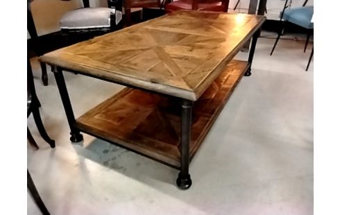 TABLE BASSE BOIS ACIER FAÇON INDUS