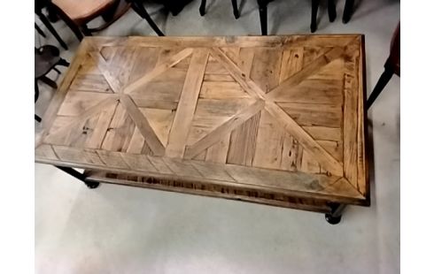 TABLE BASSE BOIS ACIER FAÇON INDUS