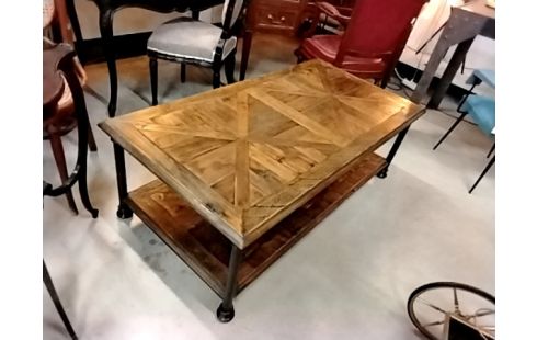 TABLE BASSE BOIS ACIER FAÇON INDUS