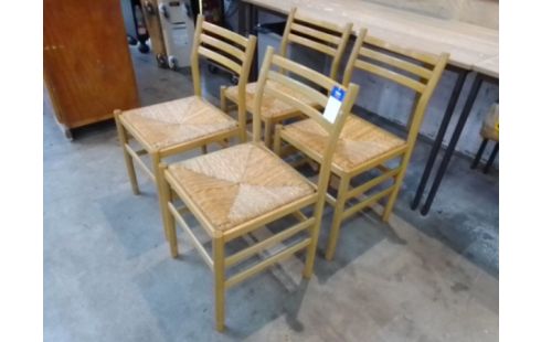 4 CHAISES BOIS PAILLEE
