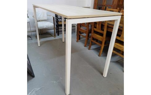 TABLE HAUTE COULEUR BOULEAU PIEDS BLANCS