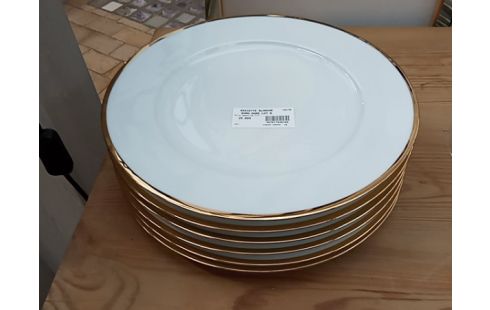 ASSIETTE BLANCHE BORD DORE LOT 6 PORCELAINE DE LIMOGES