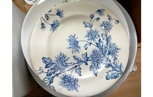 ASSIETTE LONGWY FLEURS BLEUE