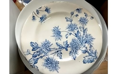 ASSIETTE LONGWY FLEURS BLEUE