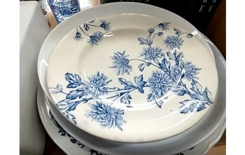 ASSIETTE LONGWY FLEURS BLEUE