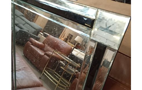 MIROIR PATINE NOIR ET ARGENT