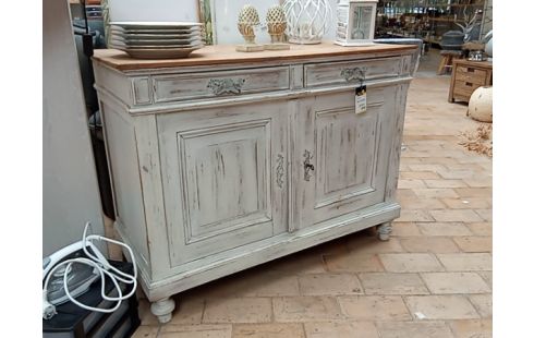 DRESSE PATINE BLANCHE 2 TIROIRS 2 PORTES