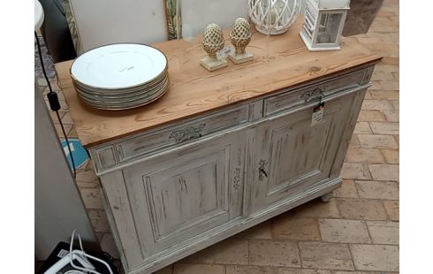 DRESSE PATINE BLANCHE 2 TIROIRS 2 PORTES