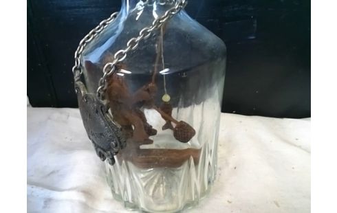 BOUTEILLE VERRE AVEC DECO BOIS