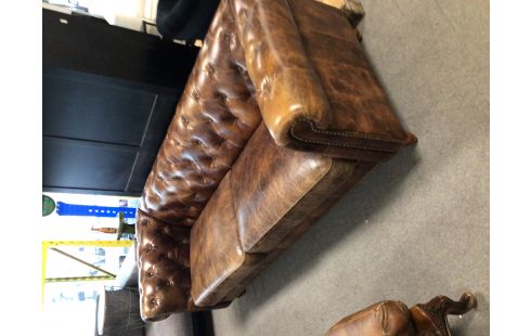 CANAPE CUIR BRUN CHESTERFIELD