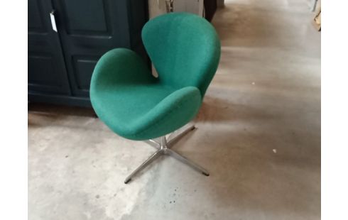 FAUTEUIL SWAN ARNE JACOBSEN TISSU VERT